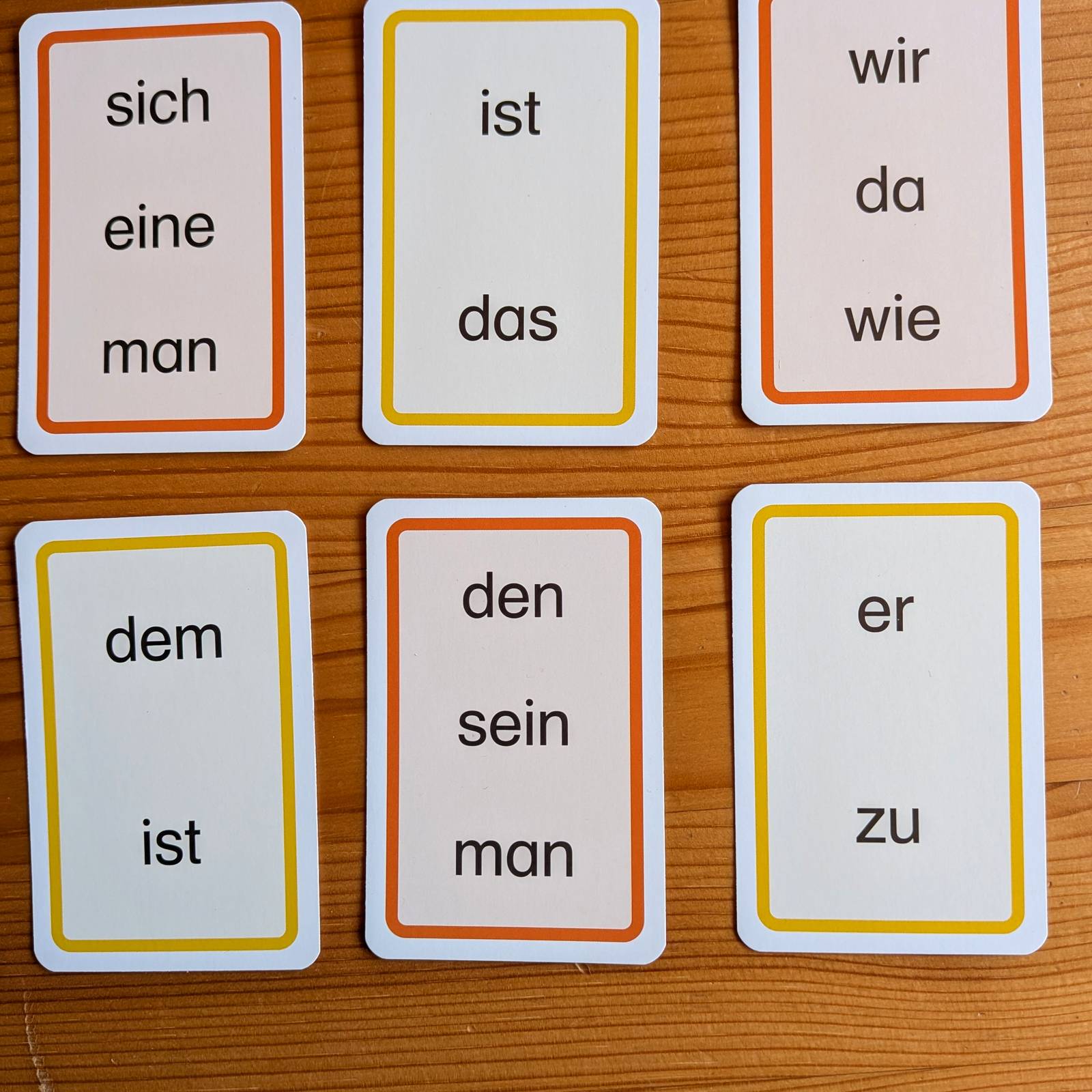 Wortkarten mit häufigen Wörtern